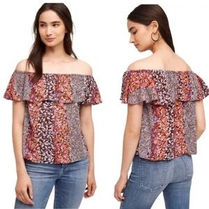 Anthropologie Maeve Floral Vallita Off-Shoulder Top